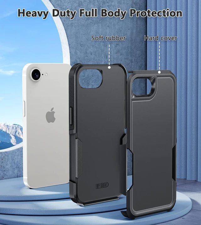 Alt view image 4 of 7 - for iPhone 17e/16e Case | Dual Layer, Shockproof Protective, Military Grade Drop Proof Protection, Rugged Hybrid Matte Textured Rugged Hard