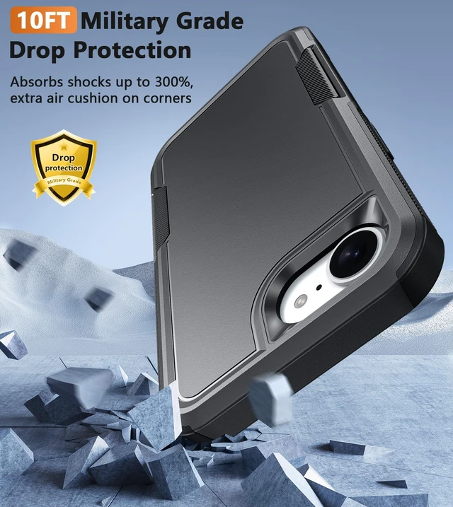 Alt view image 5 of 7 - for iPhone 17e/16e Case | Dual Layer, Shockproof Protective, Military Grade Drop Proof Protection, Rugged Hybrid Matte Textured Rugged Hard