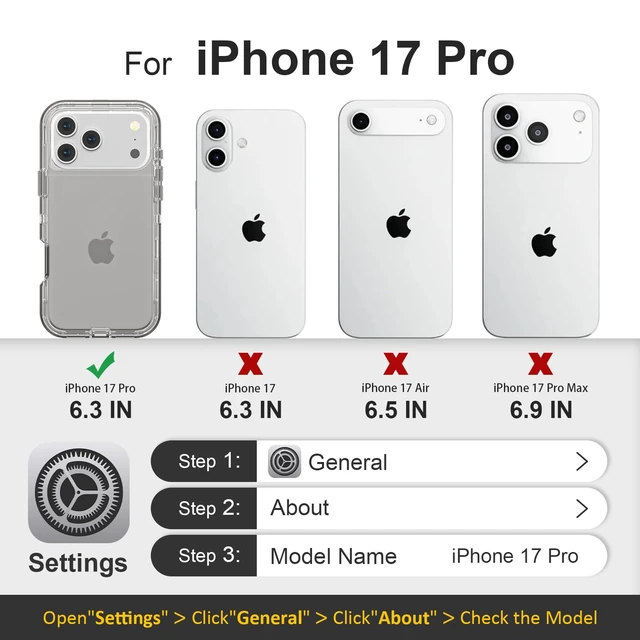 Alt view image 2 of 7 - for iPhone 17 Pro Case, Shockproof, Crystal Gray | Heavy Duty Protection Phone Cases, Anti-Drop, Dual Layer Transparent Rugged Protective Cover, 6.3 inch