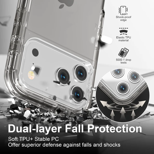 Alt view image 4 of 7 - for iPhone 17 Pro Case, Shockproof, Crystal Gray | Heavy Duty Protection Phone Cases, Anti-Drop, Dual Layer Transparent Rugged Protective Cover, 6.3 inch