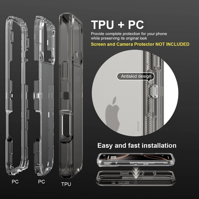 Alt view image 5 of 7 - for iPhone 17 Pro Case, Shockproof, Crystal Gray | Heavy Duty Protection Phone Cases, Anti-Drop, Dual Layer Transparent Rugged Protective Cover, 6.3 inch