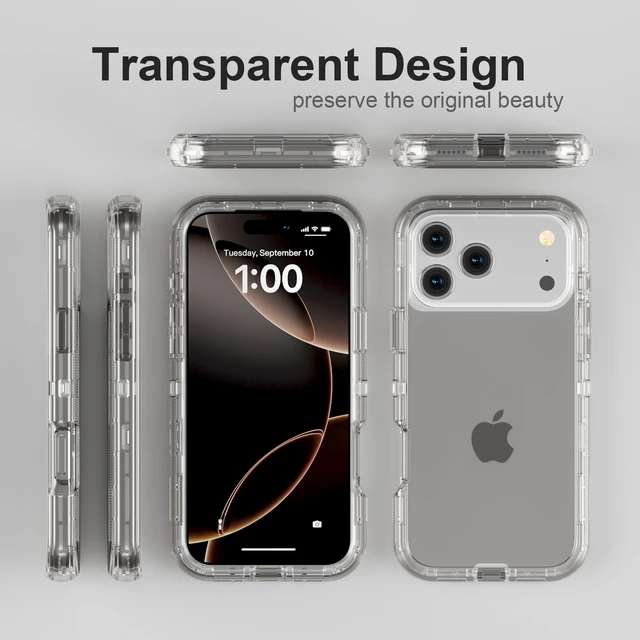 Alt view image 7 of 7 - for iPhone 17 Pro Case, Shockproof, Crystal Gray | Heavy Duty Protection Phone Cases, Anti-Drop, Dual Layer Transparent Rugged Protective Cover, 6.3 inch
