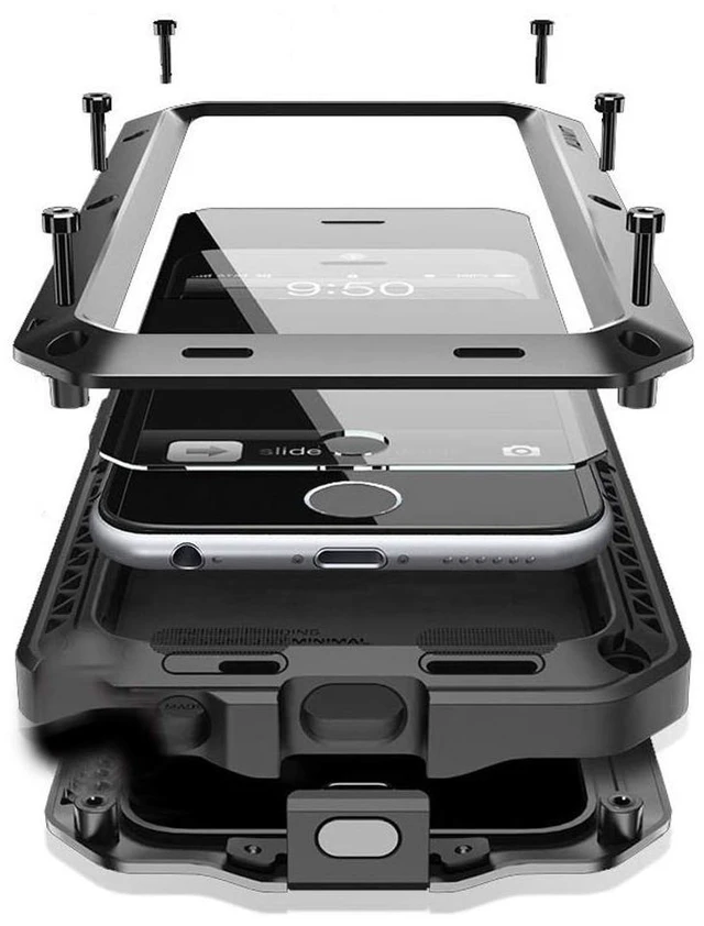 Main image of for iPhone 13 Pro Max Case Heavy Duty Metal Shockproof Tough Armour | Black 360 Full Body Protective Cover, Aluminum Case with Silicone Back and Built-in Screen Protector