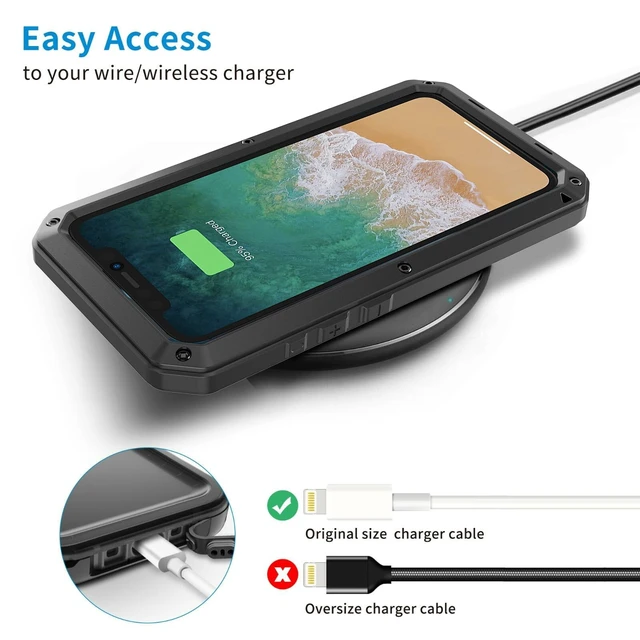 Alt view image 5 of 7 - for iPhone 13 Pro Max Case Heavy Duty Metal Shockproof Tough Armour | Black 360 Full Body Protective Cover, Aluminum Case with Silicone Back and Built-in Screen Protector