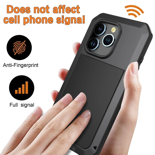 Alt view image 6 of 7 - for iPhone 13 Pro Max Case Heavy Duty Metal Shockproof Tough Armour | Black 360 Full Body Protective Cover, Aluminum Case with Silicone Back and Built-in Screen Protector
