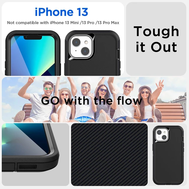 Alt view image 2 of 7 - for iPhone 13/iPhone 14 Case(6.1") with Glass Screen Protector,Heavy Duty Drop Protection Full Body Rugged Shockproof/Dust Proof Military Protective Tough Durable for iPhone 13/14 6.1"_5