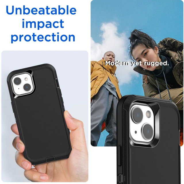 Alt view image 4 of 7 - for iPhone 13/iPhone 14 Case(6.1") with Glass Screen Protector,Heavy Duty Drop Protection Full Body Rugged Shockproof/Dust Proof Military Protective Tough Durable for iPhone 13/14 6.1"_5