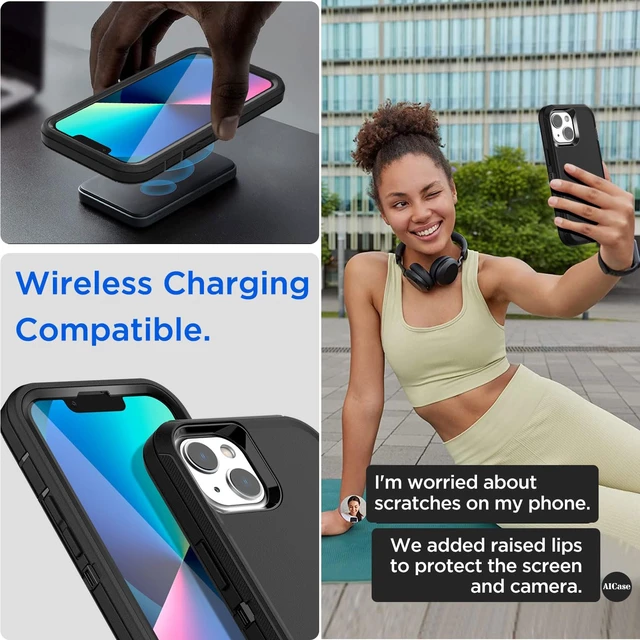 Alt view image 5 of 7 - for iPhone 13/iPhone 14 Case(6.1") with Glass Screen Protector,Heavy Duty Drop Protection Full Body Rugged Shockproof/Dust Proof Military Protective Tough Durable for iPhone 13/14 6.1"_5