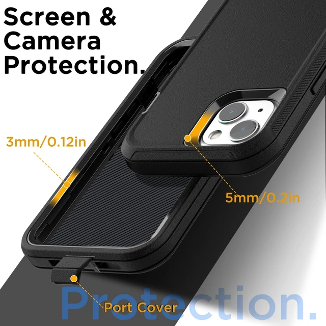 Alt view image 6 of 7 - for iPhone 13/iPhone 14 Case(6.1") with Glass Screen Protector,Heavy Duty Drop Protection Full Body Rugged Shockproof/Dust Proof Military Protective Tough Durable for iPhone 13/14 6.1"_5