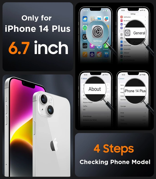 Alt view image 2 of 7 - Magnetic for iPhone 14 Plus Case,Black | Translucent Matte Case with 2PCS Tempered Glass Screen Protector Slim Phone Case