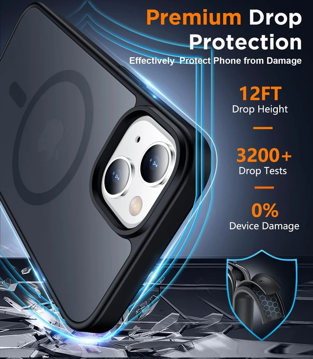 Alt view image 3 of 7 - Magnetic for iPhone 14 Plus Case,Black | Translucent Matte Case with 2PCS Tempered Glass Screen Protector Slim Phone Case