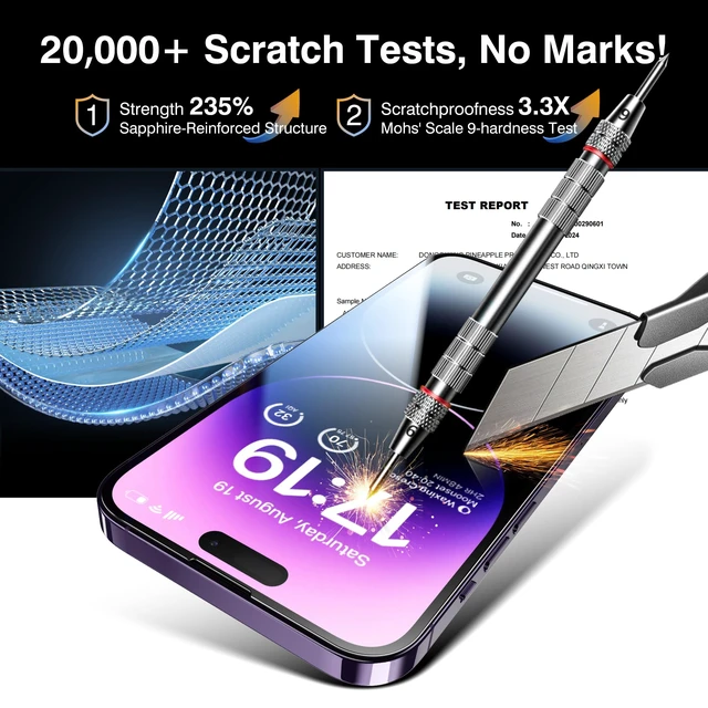 Alt view image 6 of 7 - 4+2 Pack for iPhone 14 Pro Screen Protector (6.1") HD Clear | 2-Pack Lens Protectors, Alignment Kit, Easy Installation, Case-Friendly, 9H+ Tempered Glass, Scratch Resistant, Ultra Clear