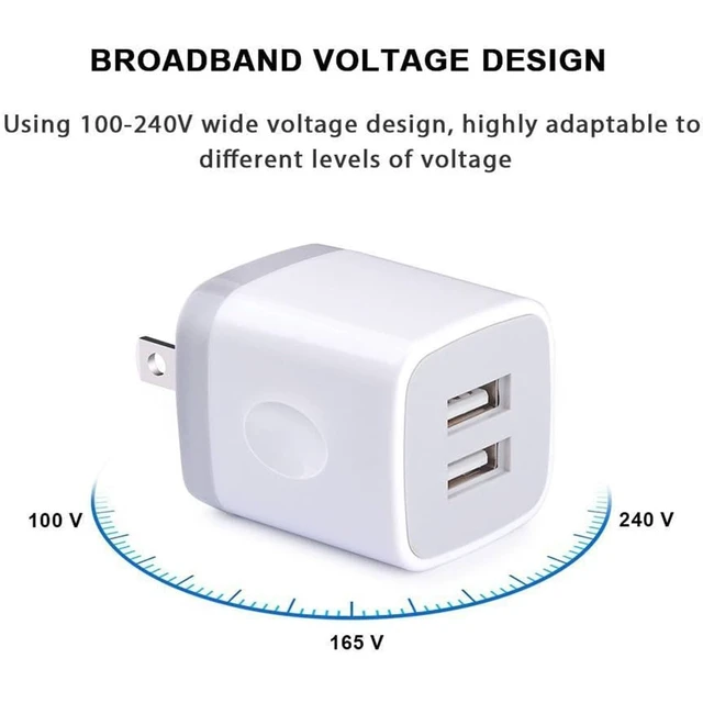 Alt view image 2 of 7 - USB Wall Charger, Double Dual Port 2.1Amp Fast Brick Base Adapter Charging | Block Charger Cube Plug Box for iPhone 16 Pro Max 15 14 13 12 11 Pro X 6 6S 7 8 Plus, iPad, Samsung, Android