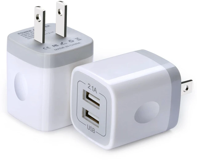 Main image of USB Wall Charger, Double Dual Port 2.1Amp Fast Brick Base Adapter Charging | Block Charger Cube Plug Box for iPhone 16 Pro Max 15 14 13 12 11 Pro X 6 6S 7 8 Plus, iPad, Samsung, Android