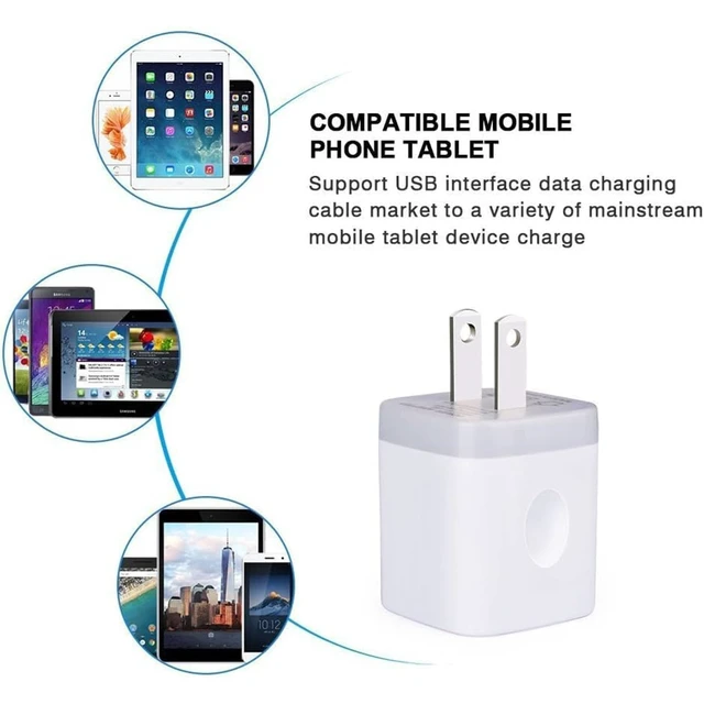 Alt view image 5 of 7 - USB Wall Charger, Double Dual Port 2.1Amp Fast Brick Base Adapter Charging | Block Charger Cube Plug Box for iPhone 16 Pro Max 15 14 13 12 11 Pro X 6 6S 7 8 Plus, iPad, Samsung, Android