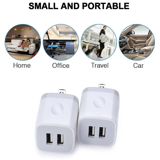Alt view image 7 of 7 - USB Wall Charger, Double Dual Port 2.1Amp Fast Brick Base Adapter Charging | Block Charger Cube Plug Box for iPhone 16 Pro Max 15 14 13 12 11 Pro X 6 6S 7 8 Plus, iPad, Samsung, Android