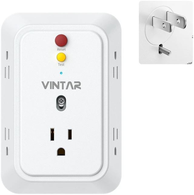 Main image of 2 Prong to 3 Prong GFCI Outlet Extender, 2 Prong GFCI Outlet Adapter | 5 AC Outlets, Leakage Protection, Polarized Plug, 2 Prong GFCI Power Strip, For Non-Grounded Plug Older House & Hotels