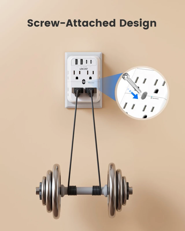 Alt view image 7 of 7 - 2 Prong Plug Adapter, 3 to 2 Prong Outlet Adapter, 2 Type C&2 USB | Surge Protector, Polarized Plug, 3-Sided Wide Spaced Extender, Wall Tap Splitter for Non-Grounded Outlets in Old House
