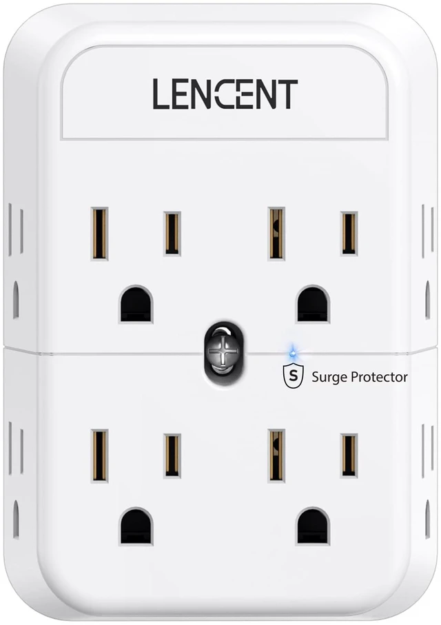 Main image of 2 Prong Plug Adapter, 3 to 2 Prong Outlet Adapter, Surge Protector | Polarized Plug, 3-Sided Widely Spaced Extender, Compact Wall Plug Splitter Tap for Non-Grounded Outlets in Old House Hotel