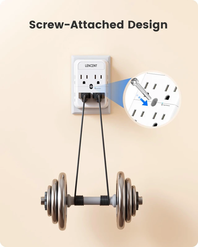 Alt view image 7 of 7 - 2 Prong Plug Adapter, 3 to 2 Prong Outlet Adapter, Surge Protector | Polarized Plug, 3-Sided Widely Spaced Extender, Compact Wall Plug Splitter Tap for Non-Grounded Outlets in Old House Hotel