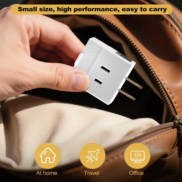 Alt view image 4 of 7 - UL Listed 3 Way Flat Wall Outlet Extender Adapter - 2 Prong 3-Outlet | Polarized Indoor Wall Tap Plug Splitter, Perfect for Home and Travel, Type A, White (1 Pack)