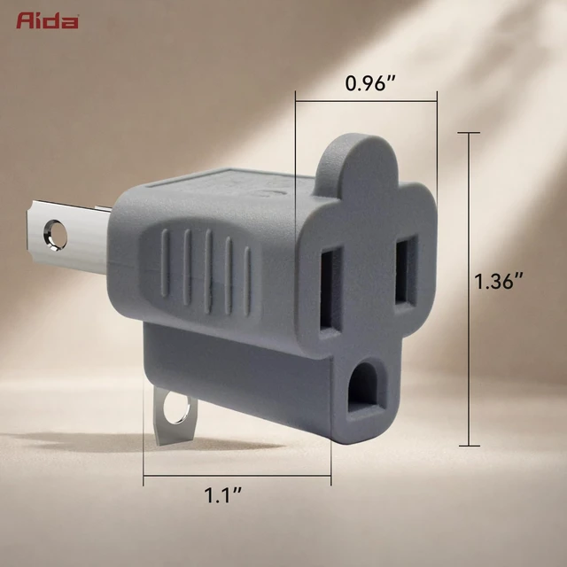 Alt view image 6 of 6 - 2 Prong to 3 Prong Adapter, 3 to 2 Prong Converter, Polarized Grounding Plug Adapter, ETL Listed, for Home Office Travel, Gray, 2 Pack