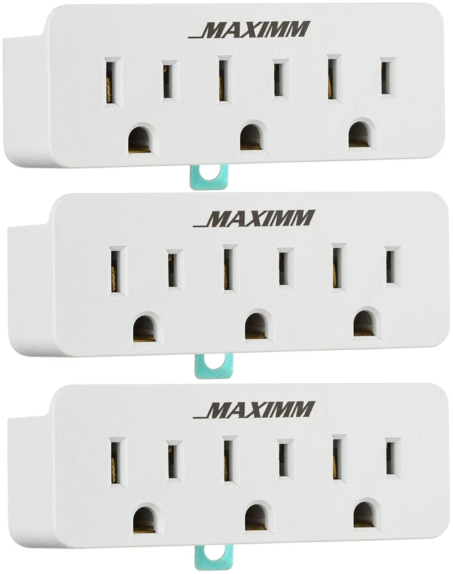 Main image of 2 Prong to 3 Prong Outlet Adapter Converter (3-Pack) 3 Grounding Plug White, Turn 2-Prong Outlet to 3 Ground Outlets, ETL Listed Fireproof 395°F Resistant