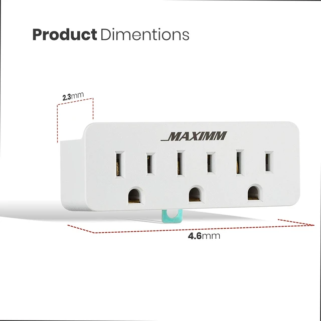 Alt view image 5 of 7 - 2 Prong to 3 Prong Outlet Adapter Converter (3-Pack) 3 Grounding Plug White, Turn 2-Prong Outlet to 3 Ground Outlets, ETL Listed Fireproof 395°F Resistant