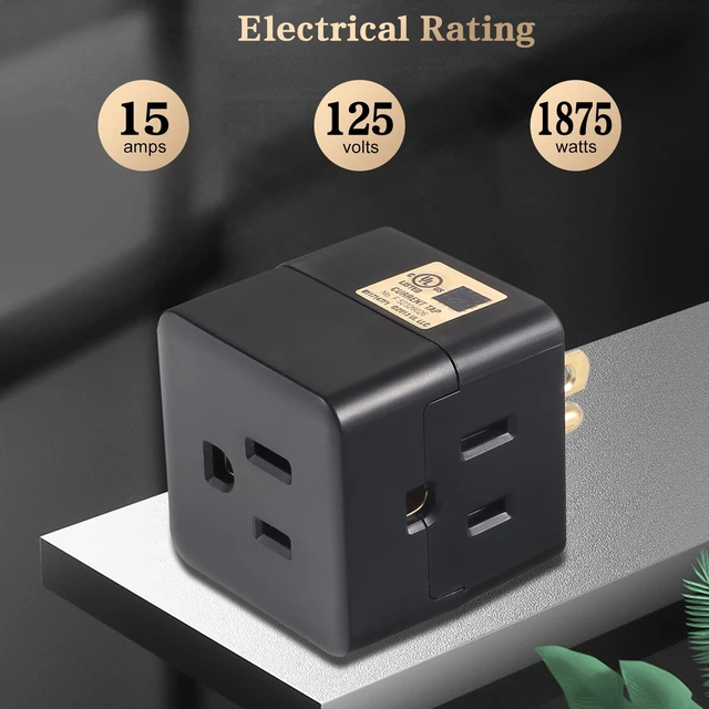 Alt view image 3 of 7 - 3 Outlet Wall Adapter UL Listed 3 Outlet Power Cube Tap 1 Pack | 3-Prong Outlet Splitter, Multi Plug Outlet Grounded Indoor, 3 Way Plug Adapter, Outlet Extender for Home or Travel