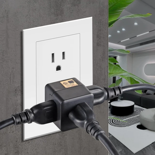 Alt view image 2 of 7 - 3 Outlet Wall Adapter UL Listed 3 Outlet Power Cube Tap 1 Pack | 3-Prong Outlet Splitter, Multi Plug Outlet Grounded Indoor, 3 Way Plug Adapter, Outlet Extender for Home or Travel