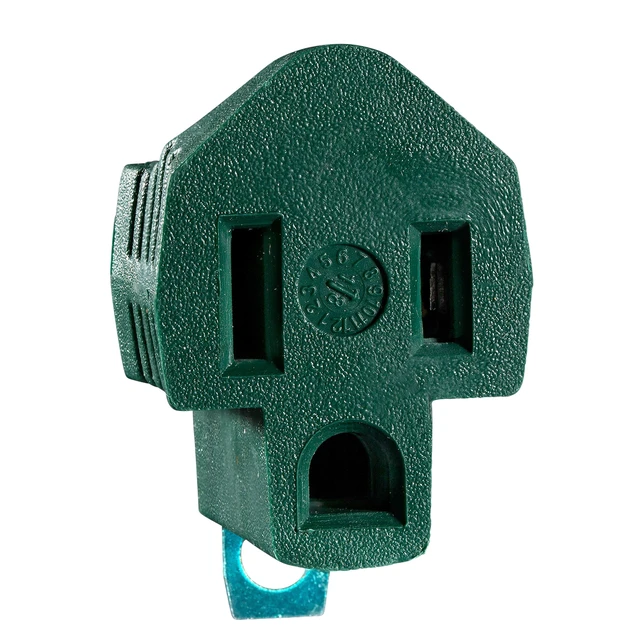 Alt view image 2 of 4 - 2-Prong to 3-Prong Outlet Adapter, 4-Pack Green, ETL Listed