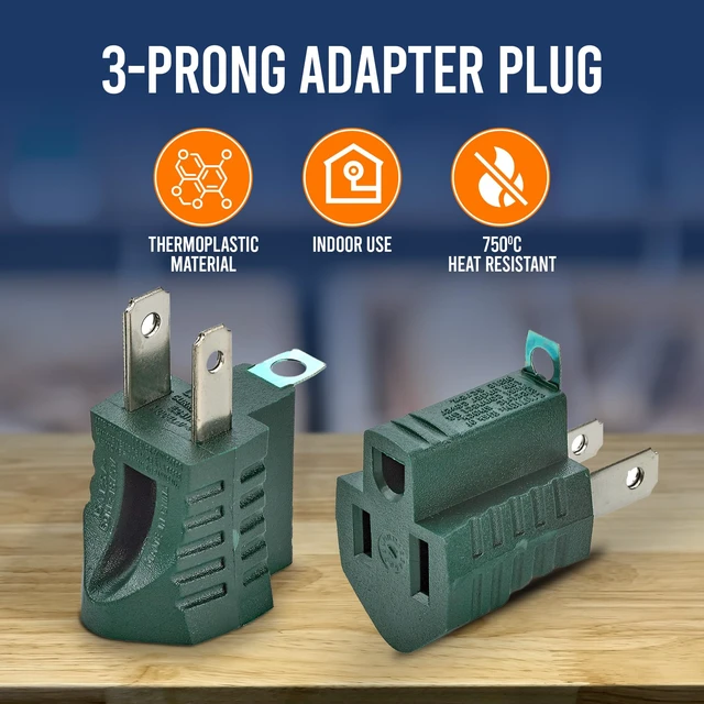 Alt view image 4 of 7 - 3-Prong to 2-Prong Grounding Adapter Plug - 4 Piece for Wall Outlets - Converters for Outlets, Electrical, Household, Workshops, Industrial, Machinery, Appliances - UL Listed, Gray, Polarized
