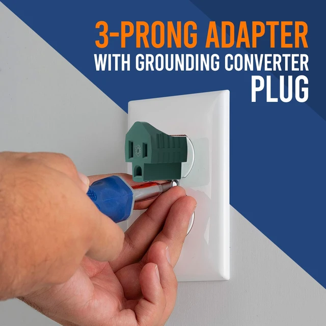 Alt view image 6 of 7 - 3-Prong to 2-Prong Grounding Adapter Plug - 4 Piece for Wall Outlets - Converters for Outlets, Electrical, Household, Workshops, Industrial, Machinery, Appliances - UL Listed, Gray, Polarized