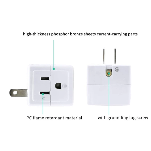 Alt view image 2 of 7 - Adapter Outlet Extender, 2-Prong to 3-Prong Mini Wall Plug, Multi Outlet Splitter with 3 Outlets