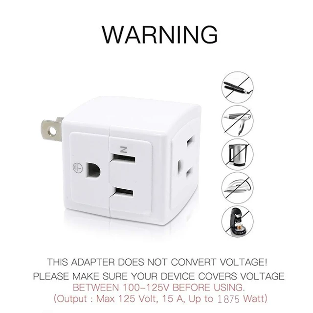 Alt view image 5 of 7 - Adapter Outlet Extender, 2-Prong to 3-Prong Mini Wall Plug, Multi Outlet Splitter with 3 Outlets