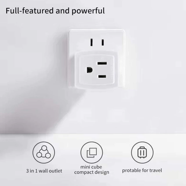 Alt view image 6 of 7 - Adapter Outlet Extender, 2-Prong to 3-Prong Mini Wall Plug, Multi Outlet Splitter with 3 Outlets
