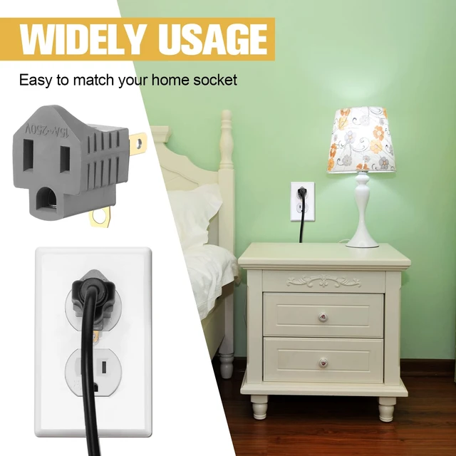 Alt view image 5 of 7 - 20 Pack 2 to 3 Prong Outlet Adapter Grounding Plug Converter, Gray | 2 to 3 Prong Outlet Adapter, 20 Pack Grounding Plug Converter, Polarized Design for Older Homes, Offices and Indoor Use
