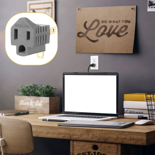 Alt view image 6 of 7 - 20 Pack 2 to 3 Prong Outlet Adapter Grounding Plug Converter, Gray | 2 to 3 Prong Outlet Adapter, 20 Pack Grounding Plug Converter, Polarized Design for Older Homes, Offices and Indoor Use
