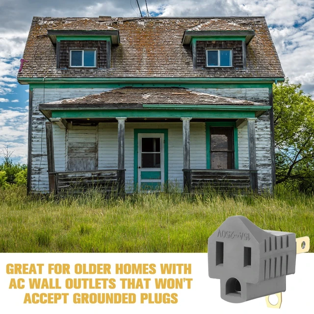 Alt view image 7 of 7 - 20 Pack 2 to 3 Prong Outlet Adapter Grounding Plug Converter, Gray | 2 to 3 Prong Outlet Adapter, 20 Pack Grounding Plug Converter, Polarized Design for Older Homes, Offices and Indoor Use