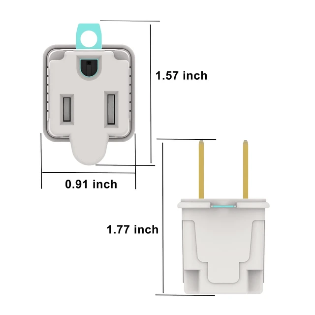 Alt view image 2 of 5 - 3 Prong to 2 Prong Outlet Plug Adapter Grounding Converter Socket 4 Pack | Wall Outlet Plug for Travel and Business , 15A/125V, White