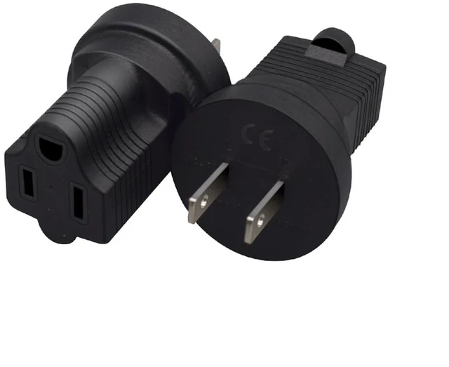 Main image of NEMA 1-15P to 5-15R Power Adapter, 2-Pack | 15A 125/250V, ETL & RoHS Certified, 2-Prong US Male Plug to 3-Prong Female Socket Converter,For Household Appliances