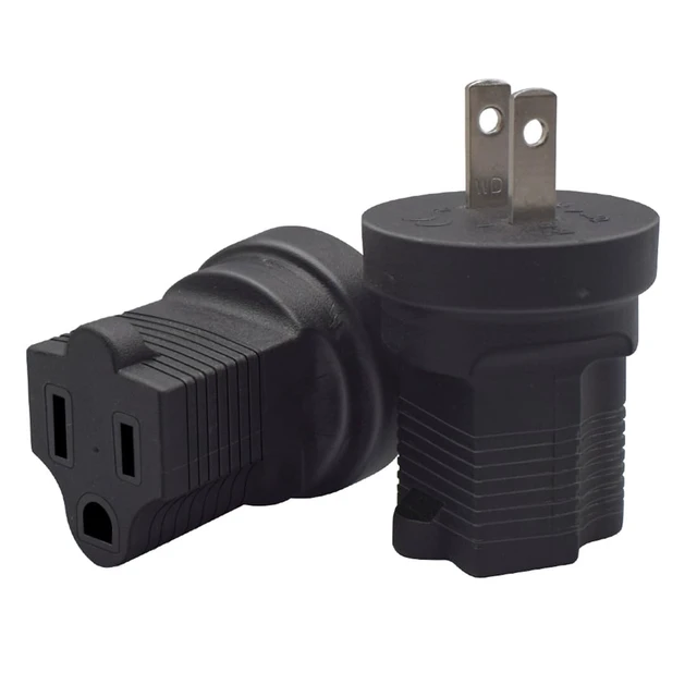 Alt view image 2 of 7 - NEMA 1-15P to 5-15R Power Adapter, 2-Pack | 15A 125/250V, ETL & RoHS Certified, 2-Prong US Male Plug to 3-Prong Female Socket Converter,For Household Appliances