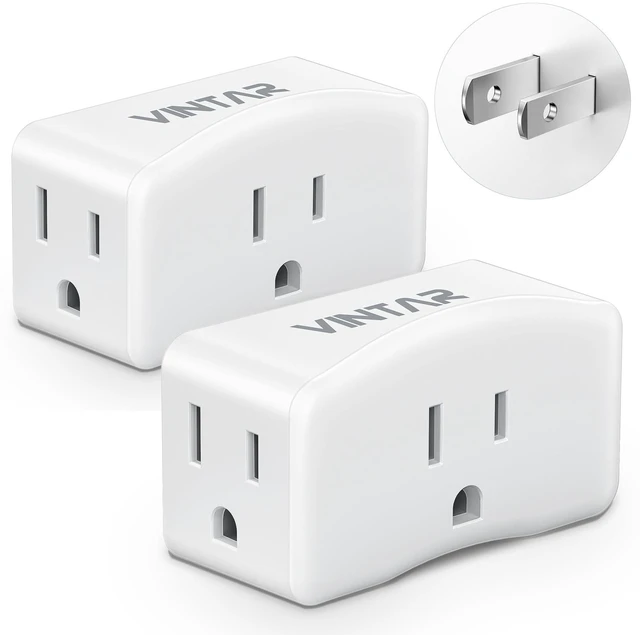 Main image of 2 Prong to 3 Prong Outlet Adapter for Non-Grounded Outlets, 2 Pack | Polarized Plug, 1875W Max, 3 AC Outlets, Compact Wall Plug Extender for Old Houses, Office, Dorm, Hotel, Cruise Essentials