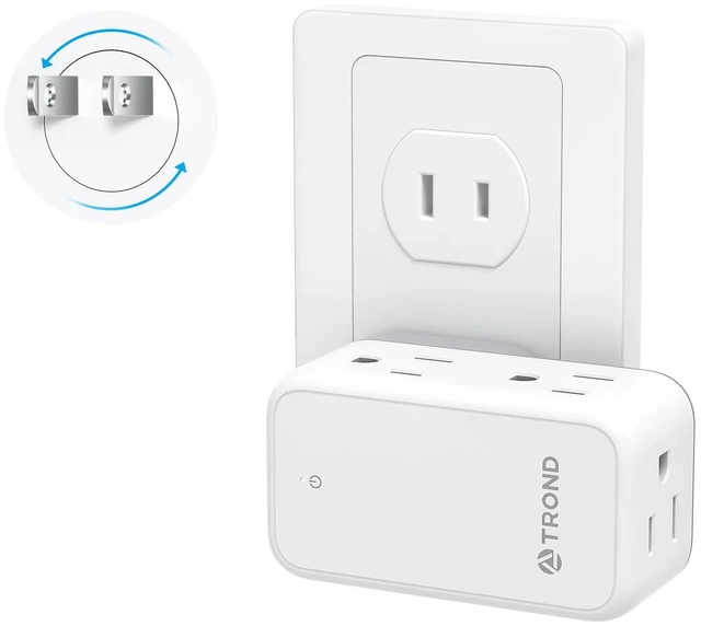 Main image of 3 to 2 Prong Adapter with 360 Rotating Plug and 6 AC Outlet Extender | 2 Prong to 3 Prong Outlet Adapter, Travel Power Splitter for US to Japan, Plug Extender for Old House Travel Essentials