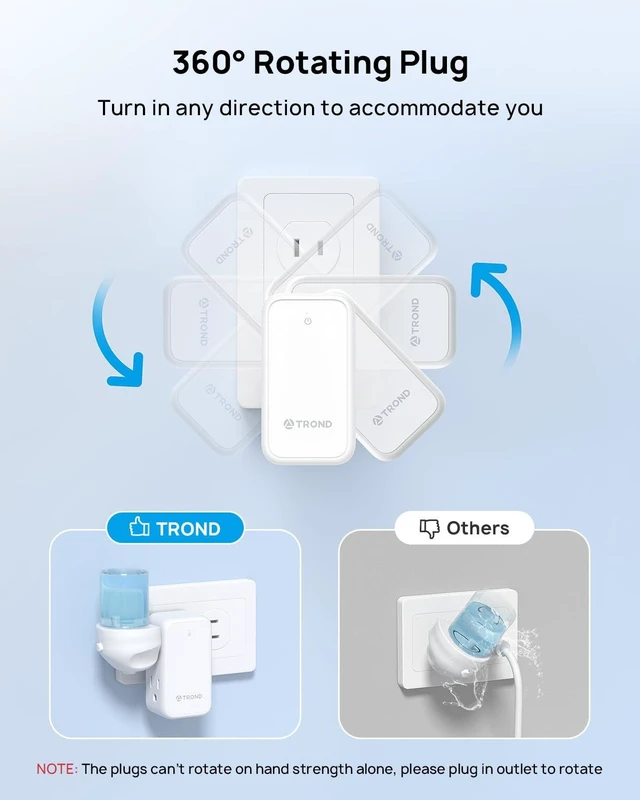 Alt view image 3 of 7 - 3 to 2 Prong Adapter with 360 Rotating Plug and 6 AC Outlet Extender | 2 Prong to 3 Prong Outlet Adapter, Travel Power Splitter for US to Japan, Plug Extender for Old House Travel Essentials