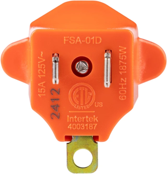Alt view image 2 of 4 - 2 Prong to 3 Prong Outlet Adapter, 2 Pack, Two to Three Plug Converter | ETL Safety Listed, Orange, 14404
