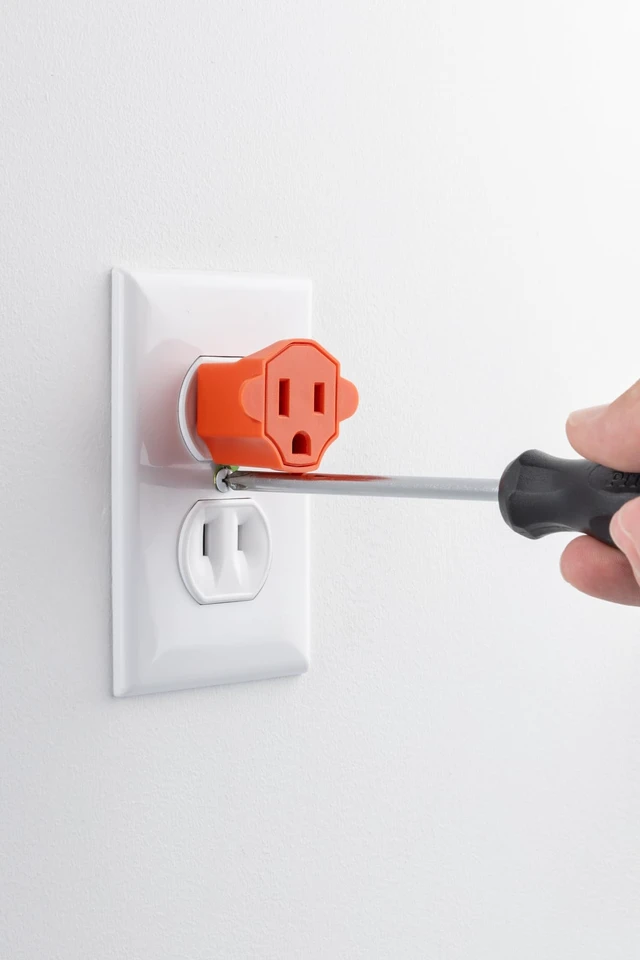 Alt view image 4 of 4 - 2 Prong to 3 Prong Outlet Adapter, 2 Pack, Two to Three Plug Converter | ETL Safety Listed, Orange, 14404