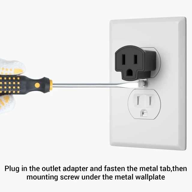 Alt view image 4 of 7 - 3 Prong to 2 Prong Adapter, 6 Pack ETL Listed Polarized Grounding Converter, Fireproof Material Wall Outlet Converter, Portable 3 to 2 Outlet Adapter Indoor Use, Black