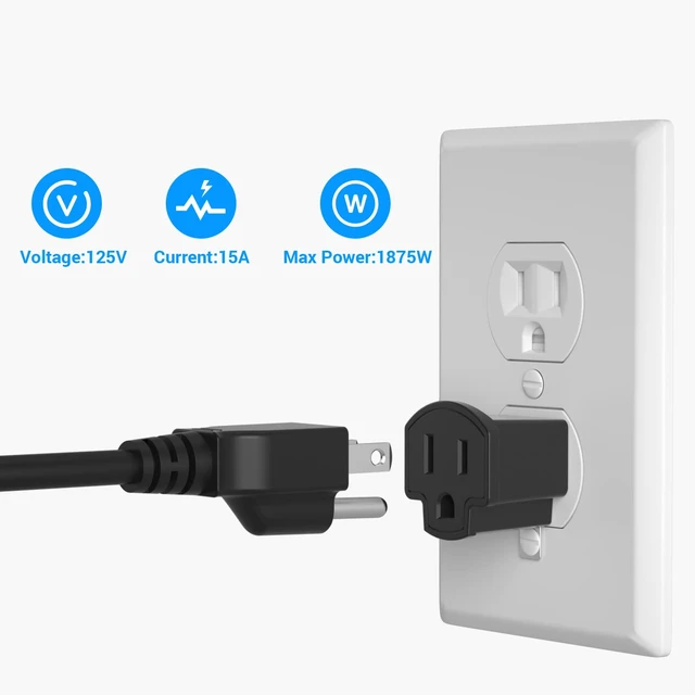 Alt view image 5 of 7 - 3 Prong to 2 Prong Adapter, 6 Pack ETL Listed Polarized Grounding Converter, Fireproof Material Wall Outlet Converter, Portable 3 to 2 Outlet Adapter Indoor Use, Black