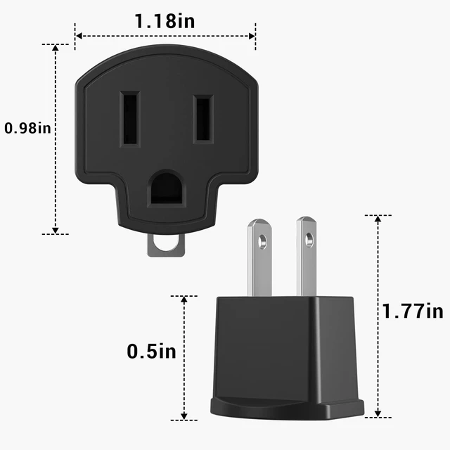 Alt view image 6 of 7 - 3 Prong to 2 Prong Adapter, 6 Pack ETL Listed Polarized Grounding Converter, Fireproof Material Wall Outlet Converter, Portable 3 to 2 Outlet Adapter Indoor Use, Black